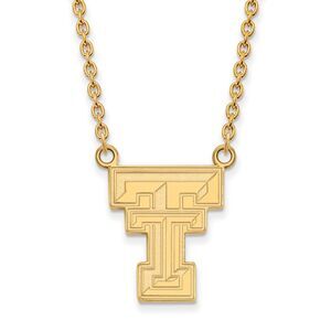 14k Yellow Gold Texas Tech U Large Pendant Necklace